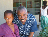 wayne young with binta jallow in nema kunku, the gambia