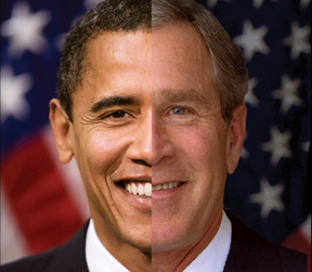faces of Obama and Bush merged