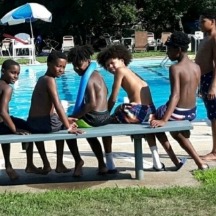 black swimmers