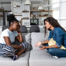 two ladies talking