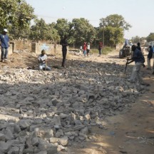 rocks as they build a road